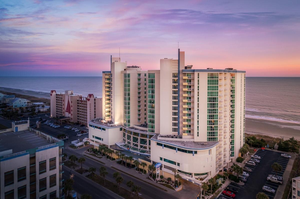 An aerial shot of a building in North Myrtle Beach