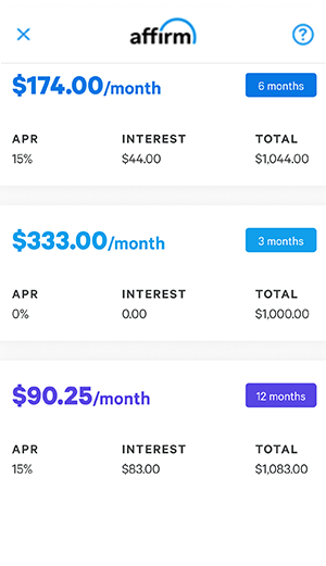 A walkthrough with screenshot of how to choose how you pay & pay over time with Affirm monthly payments