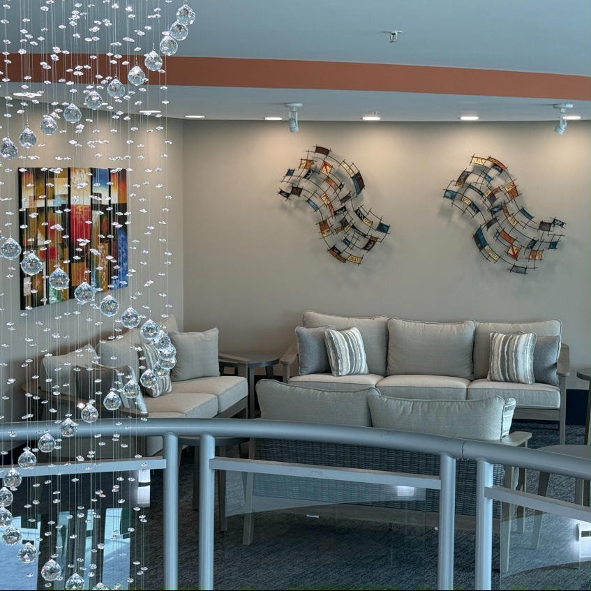 Guest services desk with fall decor